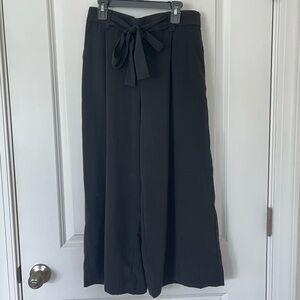 Zara Medium High Waisted Black Trouser Wide Leg Palazzo Pants with Pockets